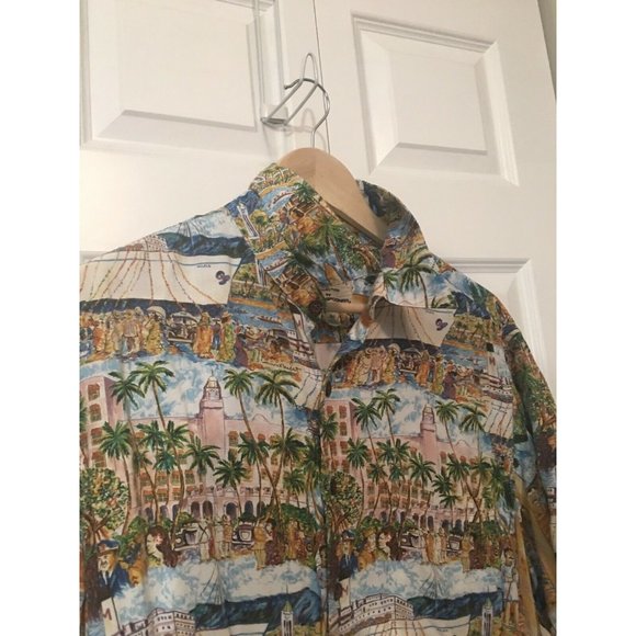 Reyn Spooner Men’s Sz L Guy Buffet Malolo Cruise Ship Port Harbor Hawaiian Shirt - Picture 7 of 9